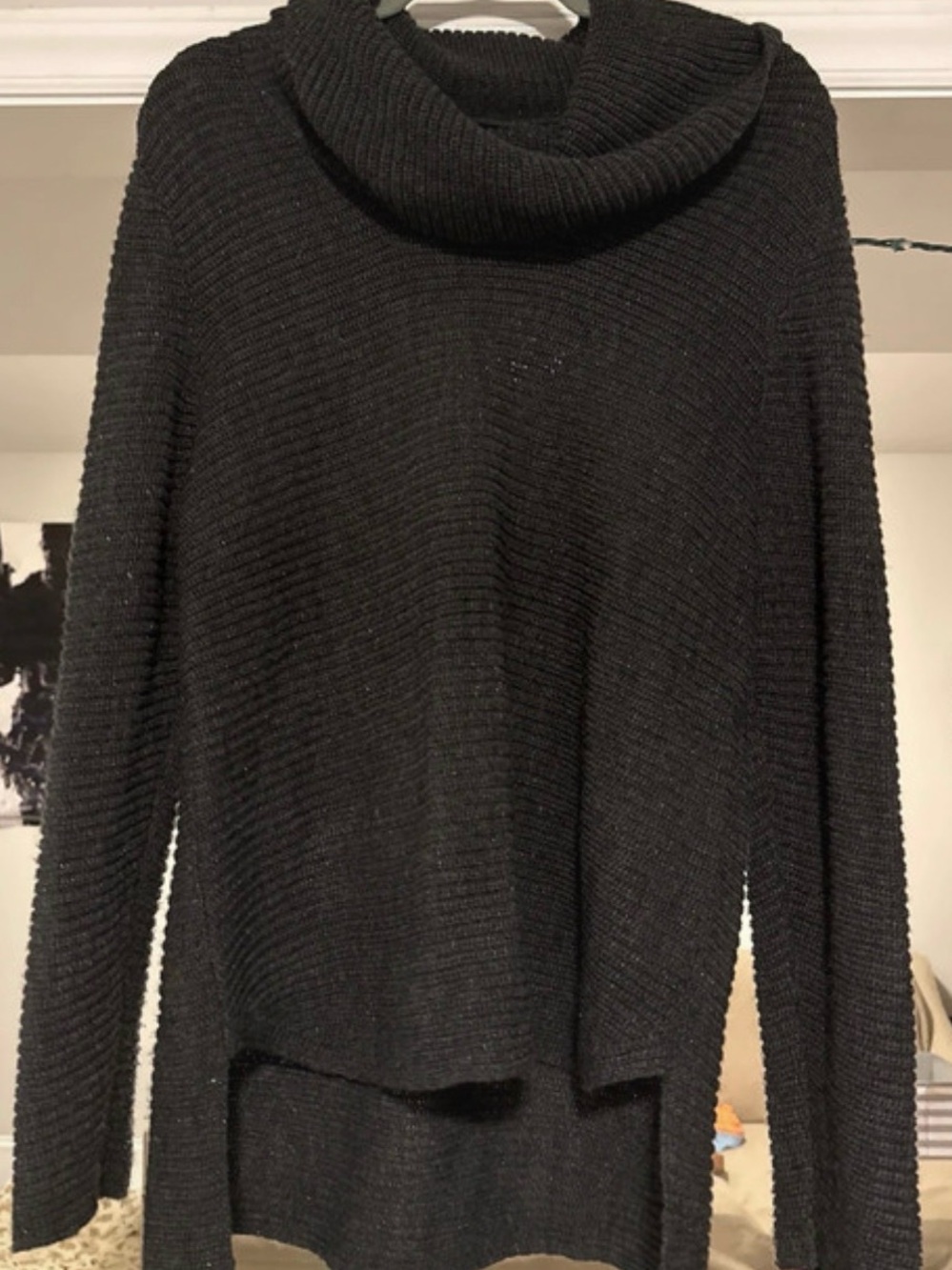 Design History Black Ribbed Cowl Neck Sweater
